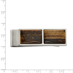 Chisel Stainless Steel Polished Tiger's Eye Money Clip