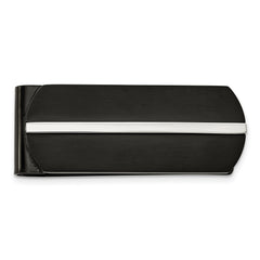 Chisel Stainless Steel Brushed and Polished Black IP-plated Money Clip