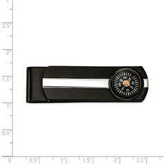Chisel Stainless Steel Polished Black IP-plated Functional Compass Money Clip
