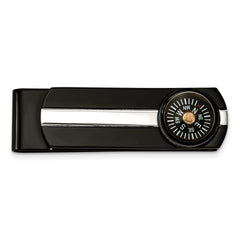 Chisel Stainless Steel Polished Black IP-plated Functional Compass Money Clip
