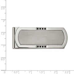 Chisel Stainless Steel Brushed and Polished with Black CZ Money Clip