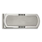 Chisel Stainless Steel Brushed and Polished with Black CZ Money Clip