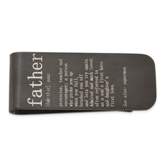 Chisel Stainless Steel Brushed Black IP-plated with Lasered FATHER Money Clip