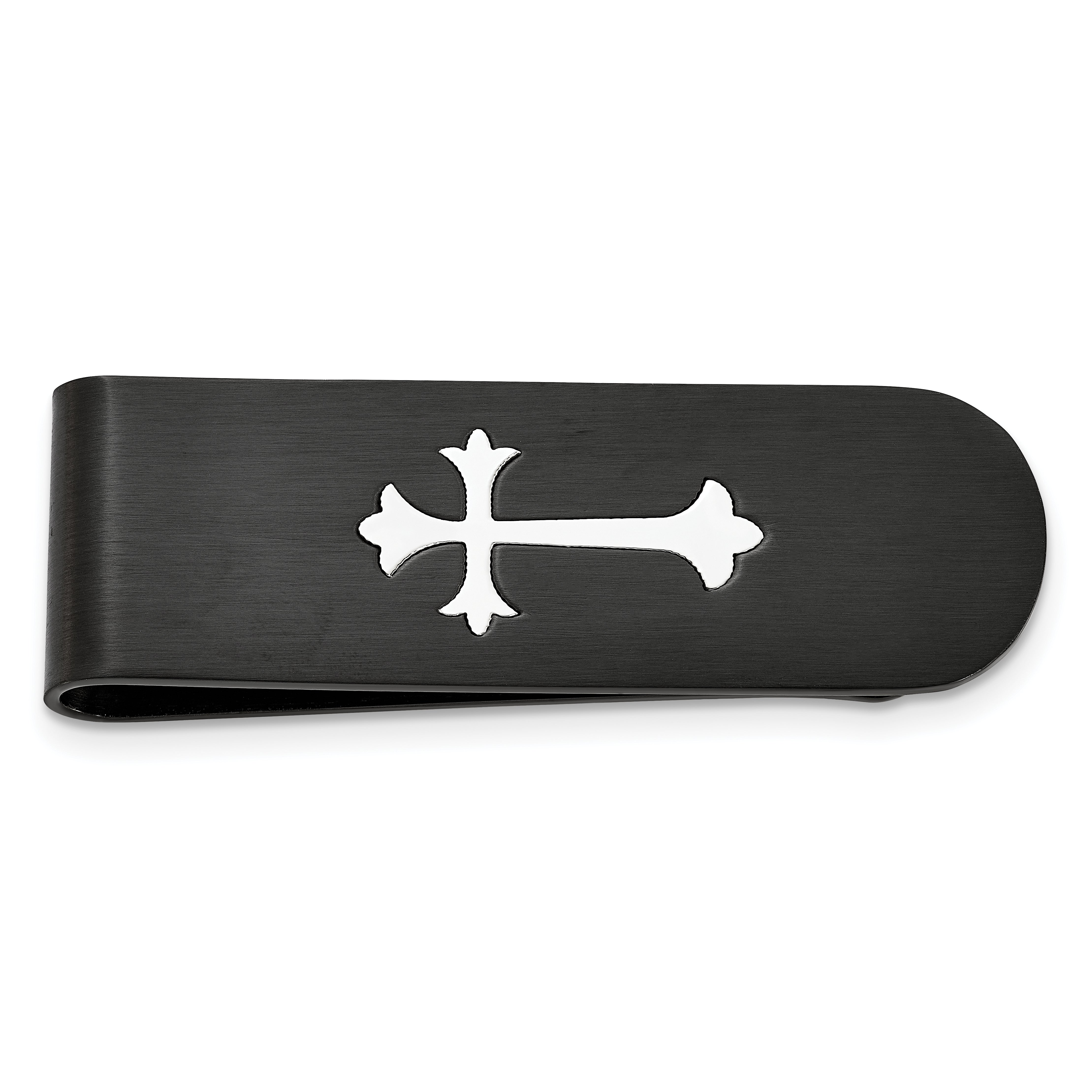 Chisel Stainless Steel Brushed and Polished Black IP-plated Cross Money Clip