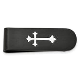 Chisel Stainless Steel Brushed and Polished Black IP-plated Cross Money Clip