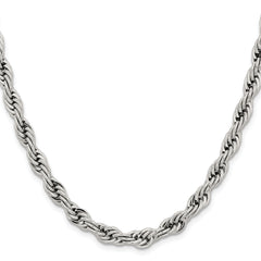 Chisel Stainless Steel Polished 7mm 22 inch Rope Chain