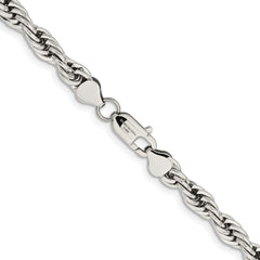 Chisel Stainless Steel Polished 7mm 22 inch Rope Chain
