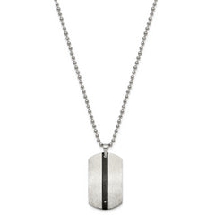 Chisel Stainless Steel Polished Black IP-plated with CZ Eagle Reversible Dog Tag on a 22 inch Ball Chain Necklace