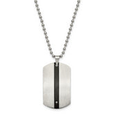 Chisel Stainless Steel Polished Black IP-plated with CZ Eagle Reversible Dog Tag on a 22 inch Ball Chain Necklace