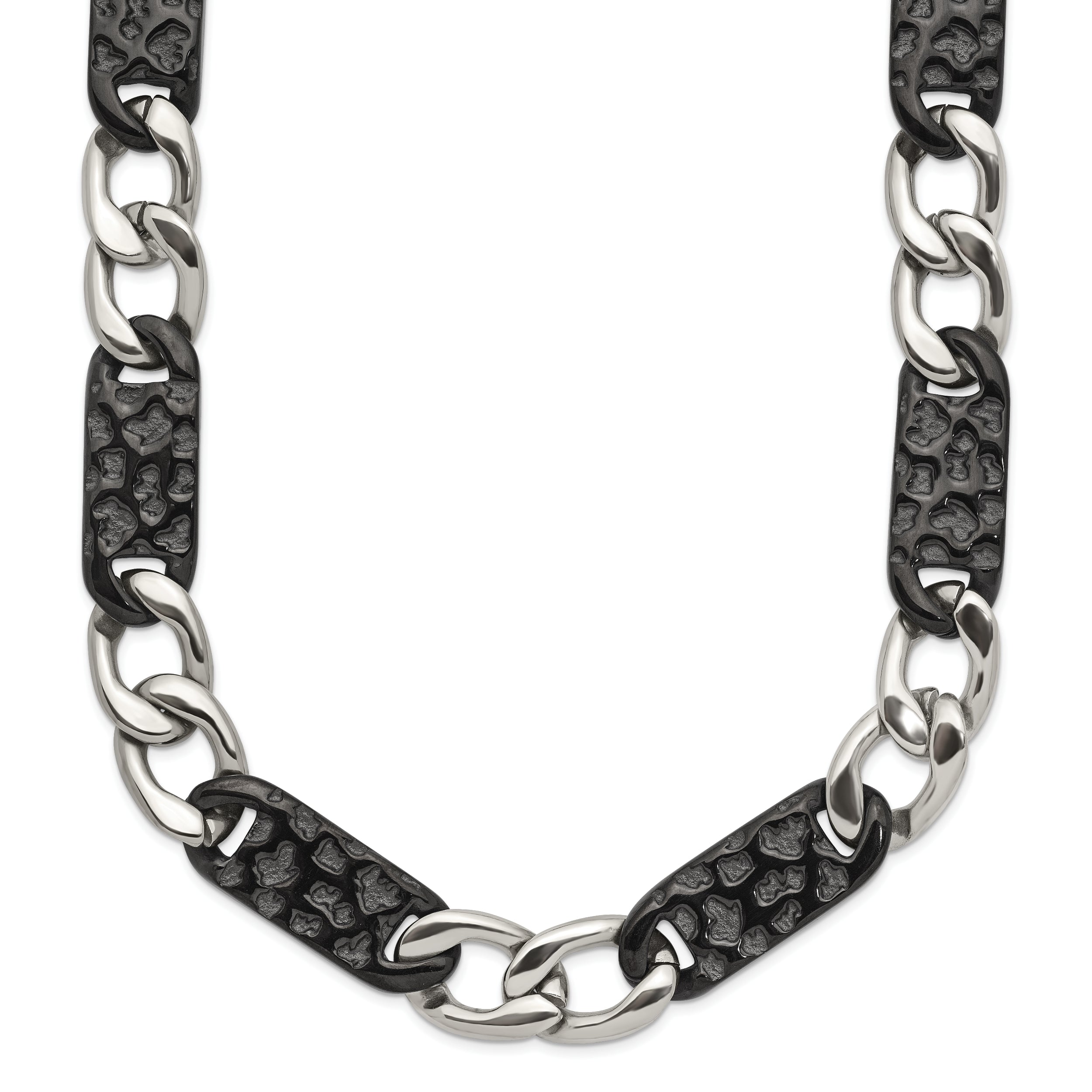 Chisel Stainless Steel Polished Black IP-plated Link 24 inch Necklace