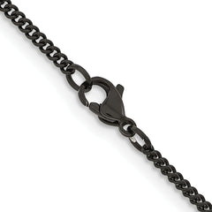 Chisel Stainless Steel Polished Black IP-plated 2.25mm 24 inch Round Curb Chain