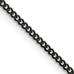 Chisel Stainless Steel Polished Black IP-plated 2.25mm 24 inch Round Curb Chain