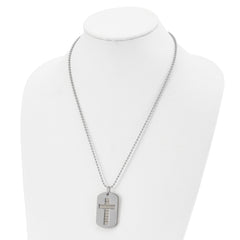 Chisel Stainless Steel Polished Yellow IP-plated 2 Piece Cross Serenity Prayer Dog Tag on a 22 inch Ball Chain Necklace