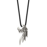 Chisel Stainless Steel Antiqued and Polished Wing Slide on a Black IP-plated 20 inch Box Chain Necklace