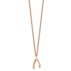Stainless Steel Polished Rose IP-plated Wishbone 16in Necklace