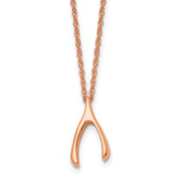Stainless Steel Polished Rose IP-plated Wishbone 16in Necklace
