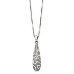 Chisel Stainless Steel Polished with Crystal Teardrop Pendant on an 18 inch Box Chain Necklace