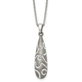 Chisel Stainless Steel Polished with Crystal Teardrop Pendant on an 18 inch Box Chain Necklace