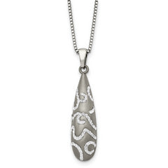 Chisel Stainless Steel Polished with Crystal Teardrop Pendant on an 18 inch Box Chain Necklace