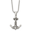 Cubic Zirconia Anchor Rope Necklace in Stainless Steel, 20 Inch - Sophia Jewelers