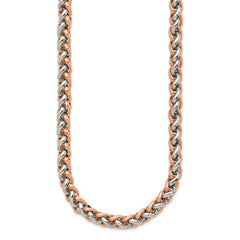 Chisel Stainless Steel Polished Rose IP-plated 24 inch Necklace