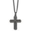 Chisel Stainless Steel Polished and Textured Gun Metal IP-plated Cross Pendant on a Curb Chain Necklace