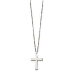 Chisel Stainless Steel Polished Small Cross Pendant on an 18 inch Cable Chain Necklace