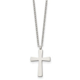 Chisel Stainless Steel Polished Small Cross Pendant on an 18 inch Cable Chain Necklace