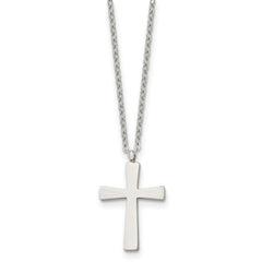Chisel Stainless Steel Polished Small Cross Pendant on an 18 inch Cable Chain Necklace