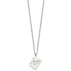 Chisel Stainless Steel Brushed and Polished Lord's Prayer in Spanish Notebook Pendant on a 17.5 inch Necklace