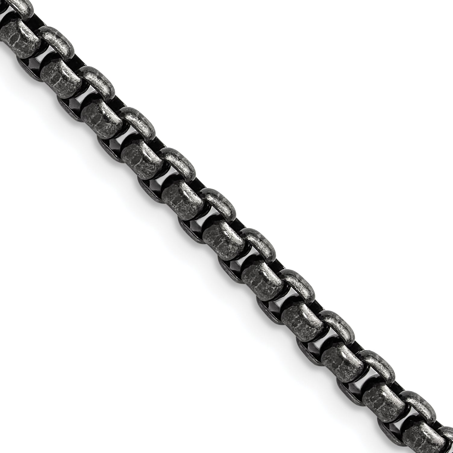 Chisel Stainless Steel Antiqued and Polished 3.9mm 24 inch Rounded Box Chain
