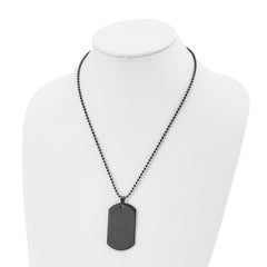 Chisel Stainless Steel Polished Black IP-plated Dog Tag on a 20 inch Ball Chain Necklace