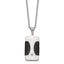Cubic Zirconia & Leather Inlay Dog Tag Necklace in Stainless Steel, 22 Inch - Sophia Jewelers