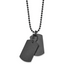 Chisel Stainless Steel Brushed and Laser Cut Black IP-plated Double Dog Tag on a 20 inch Ball Chain Necklace