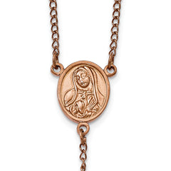 Chisel Stainless Steel Polished Rose IP-plated 30 inch Rosary Necklace
