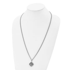 Stainless Steel Polished with Silver Druzy 27.25in Necklace