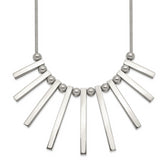 Chisel Stainless Steel Polished Bars and Beads on a 15.75 inch Snake Chain with a 1 inch Extension Necklace