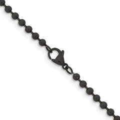 Chisel Stainless Steel Polished Black IP-plated 3mm 24 inch Ball Chain