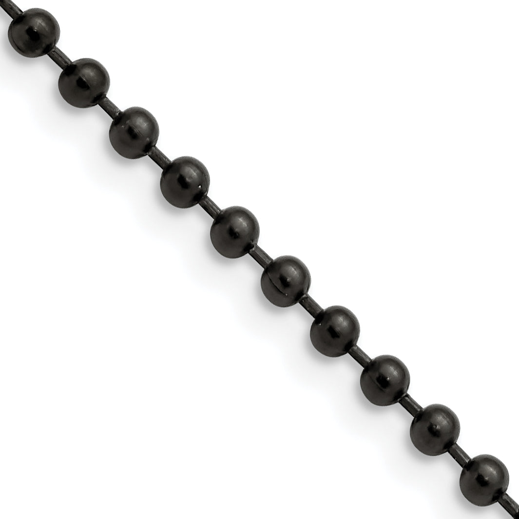 Chisel Stainless Steel Polished Black IP-plated 3mm 24 inch Ball Chain