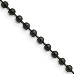 Chisel Stainless Steel Polished Black IP-plated 3mm 24 inch Ball Chain