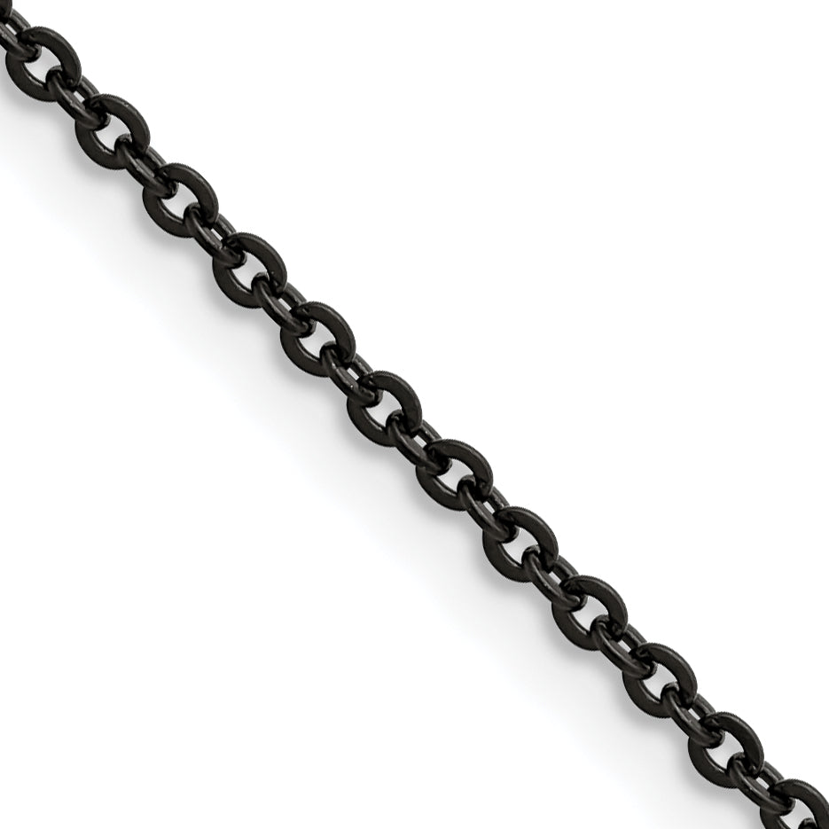 Chisel Stainless Steel Polished Black IP-plated 2.3mm 22 inch Cable Chain