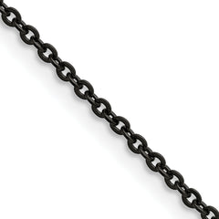 Chisel Stainless Steel Polished Black IP-plated 2.3mm 22 inch Cable Chain