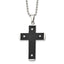 Studded Cross Necklace in Black IP-Plated Stainless Steel, 22 Inch - Sophia Jewelers