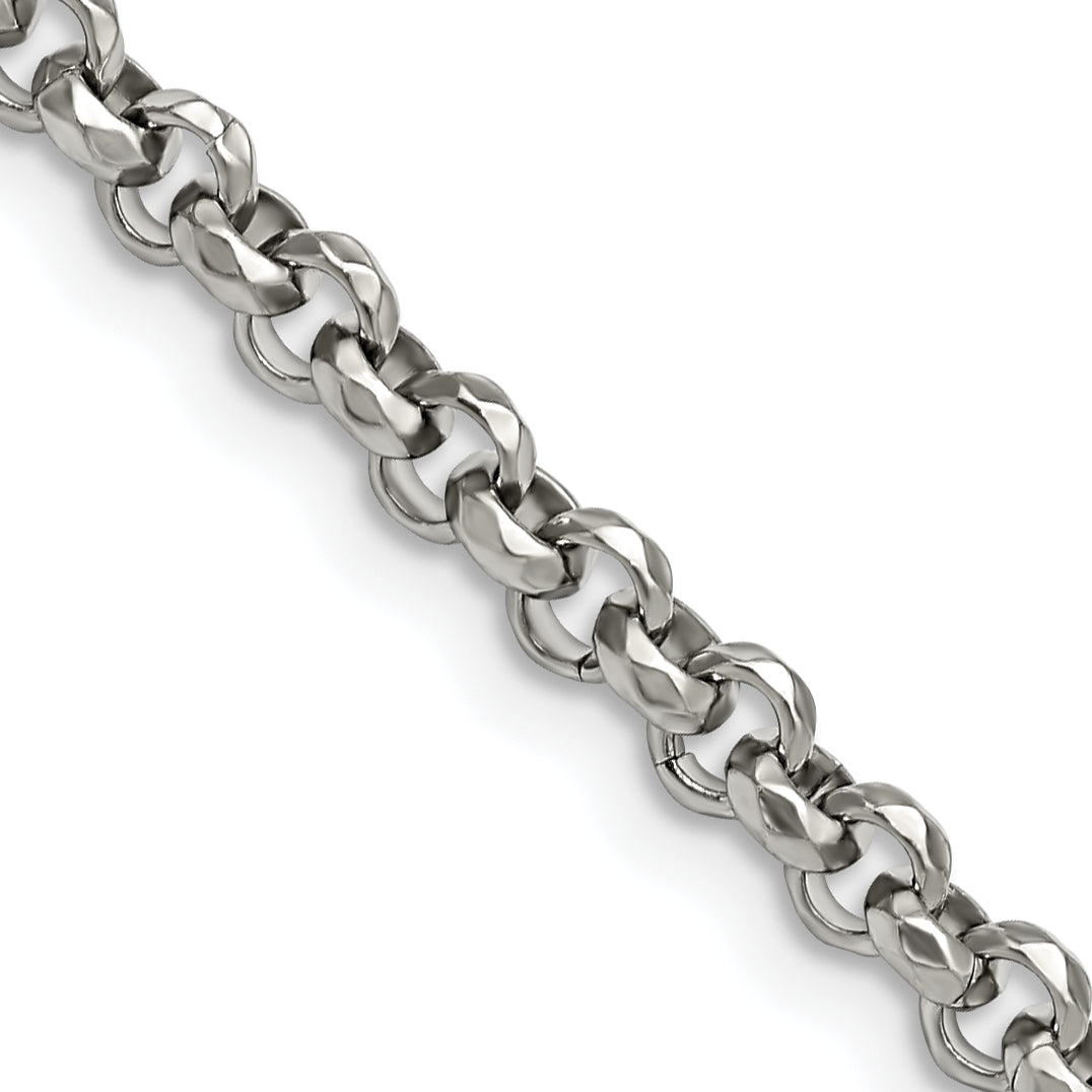 Chisel Stainless Steel Polished and Textured Fancy Rolo 22 inch Chain
