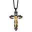 Black Cutout Crucifix Necklace in Yellow IP-Plated Stainless Steel, 24 Inch - Sophia Jewelers