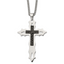 Chisel Stainless Steel Polished Diamond Cut Black IP-plated Cross Pendant on a 24 inch Curb Chain Necklace - Sophia Jewelers