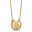 Chisel Stainless Steel Polished Yellow IP-plated with Crystal Our Lady of Guadalupe Horseshoe on a 18 inch Cable Chain Necklace
