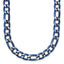 Chisel Brushed and Polished Blue Stainless Steel Figaro Chain Necklace 7.5mm, 20–30 Inch - Sophia Jewelers