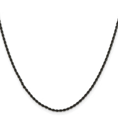 Chisel Stainless Steel Polished Black IP-plated 1.5mm 22 inch Rope Chain