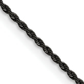 Chisel Stainless Steel Polished Black IP-plated 1.5mm 22 inch Rope Chain